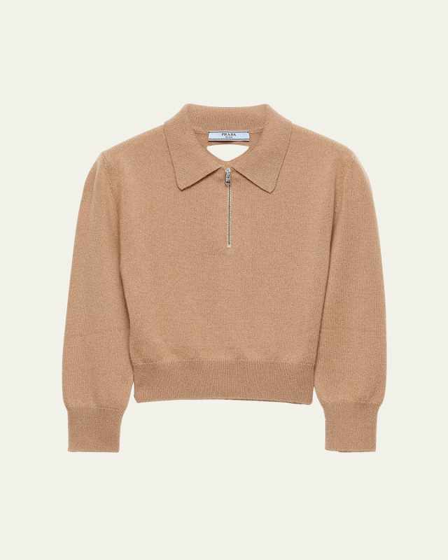Cashmere Quarter-Zip Crop Sweater